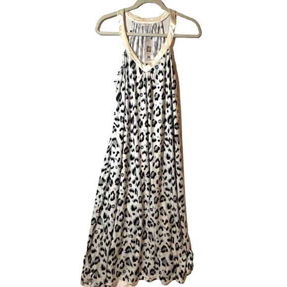 New Ekouer Animal print midi sleep dress chemise sz XXL Plus 2x loose satin trim - Picture 1 of 10